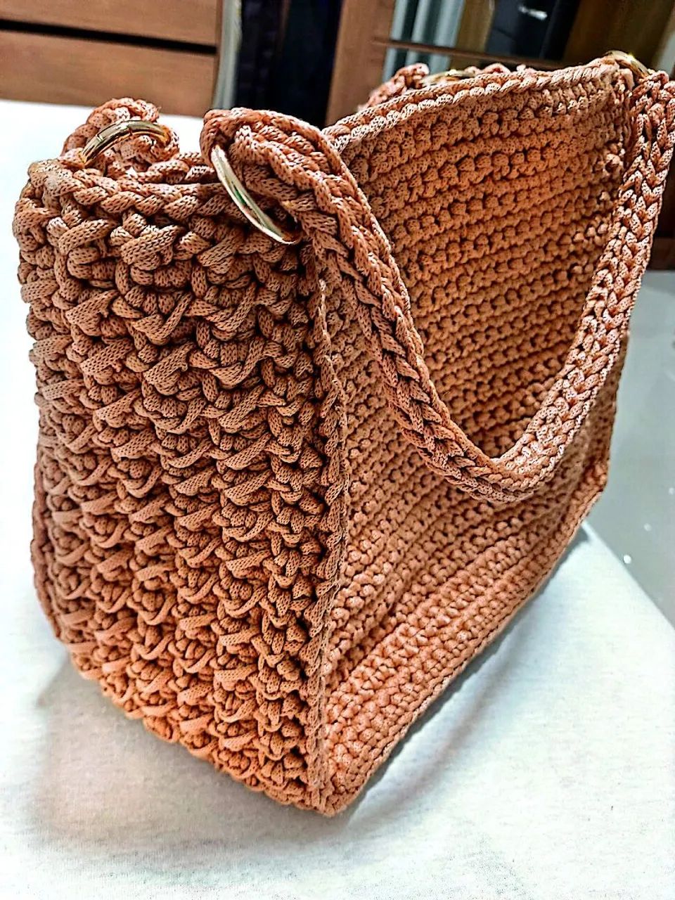 Bolsa de crochê fio náutico 