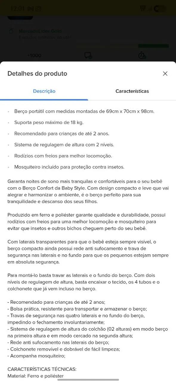 Berço cercado Baby Style + Colchão  - Foto 6