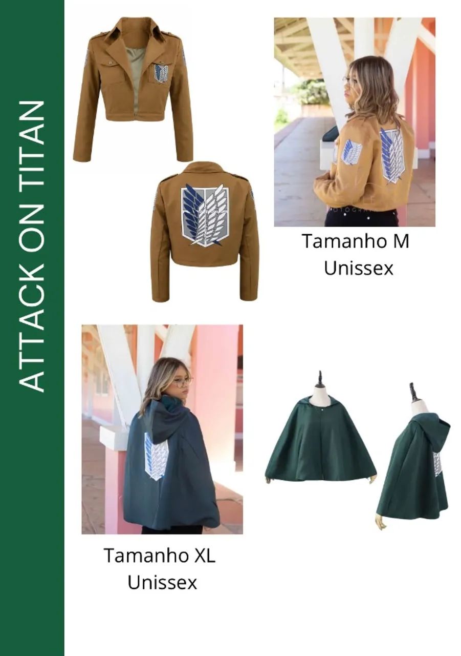 Jaqueta e manto Attack on titan 