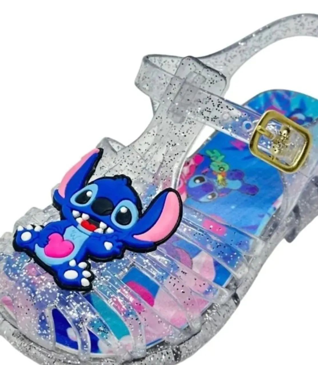 Sandália infantil transparente com glitter Stitch- NOVA - Foto 3