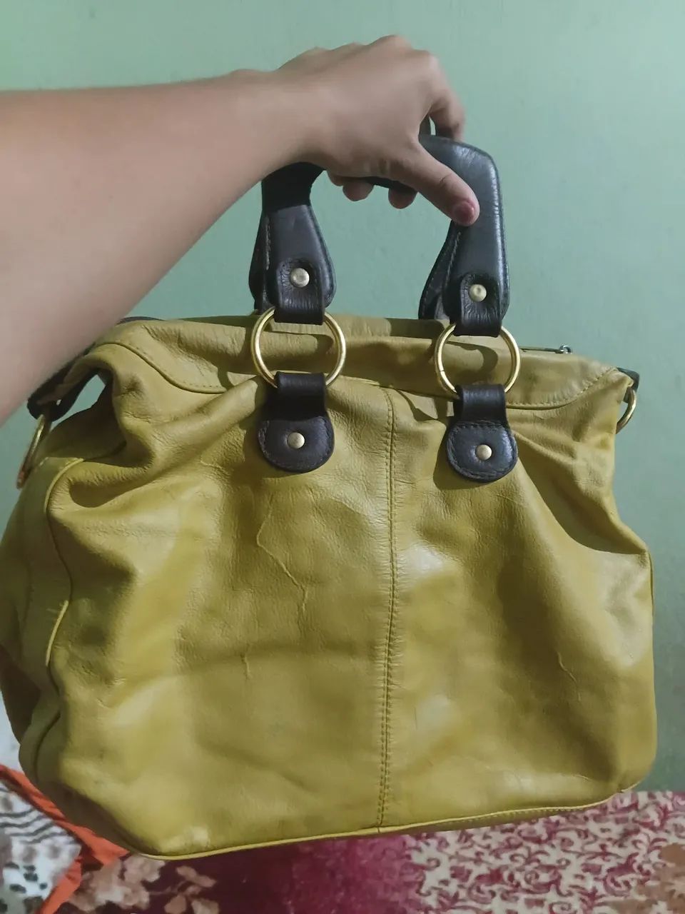 Bolsa couro legítimo Couro Shopoliva/verde - Foto 2