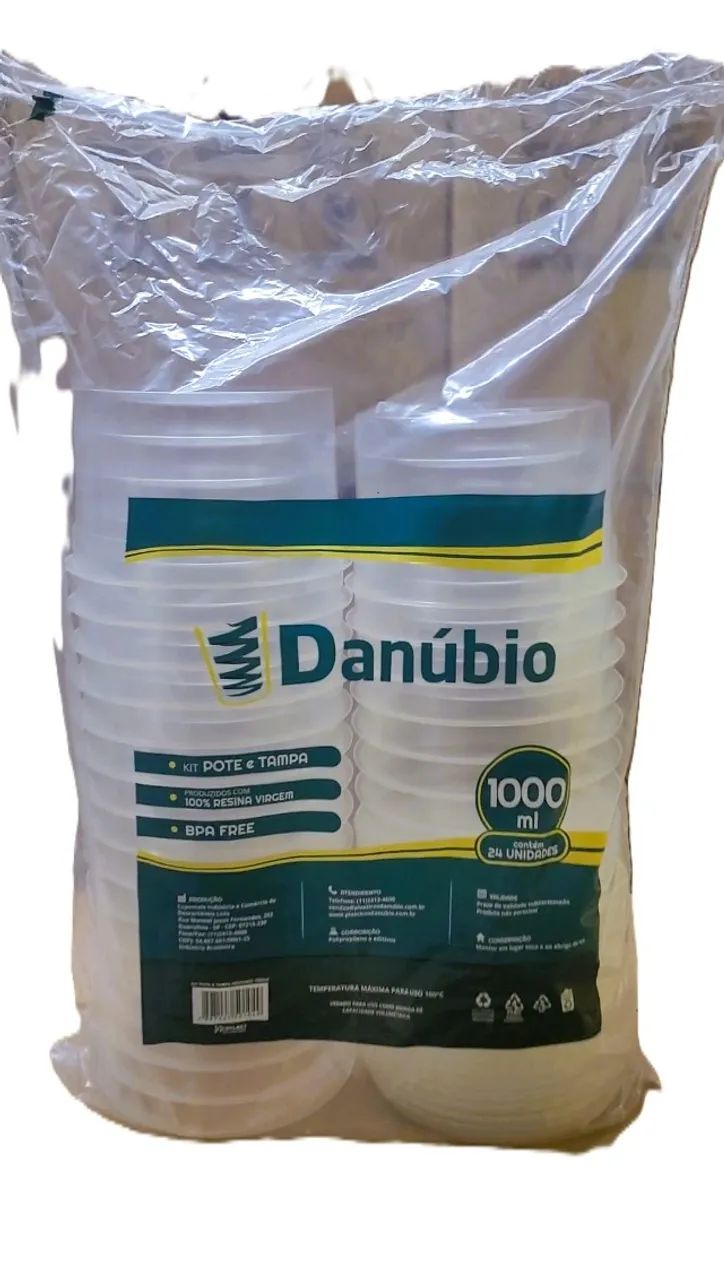 Kit 24 Pote E Tampa 1000ml - Microondas & Freezer - Danubio - Foto 2