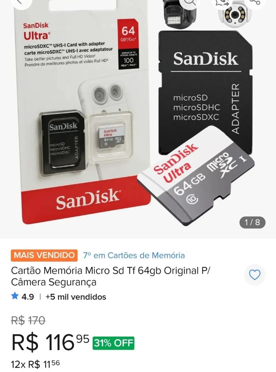 Cartão de memória ORIGINAL 128Gb  - Foto 4