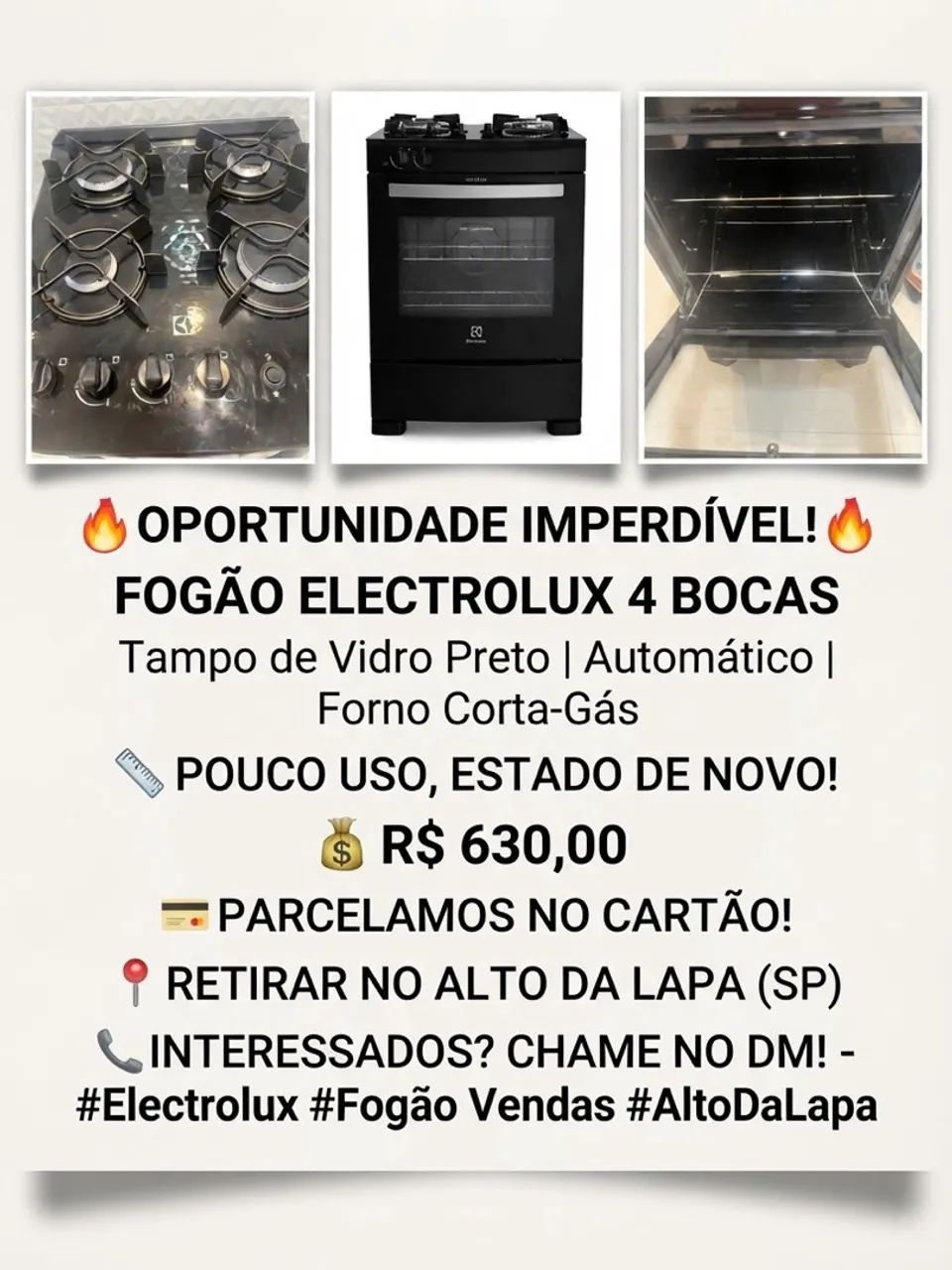 Fogão Eletrolux 4 bocas Automático 