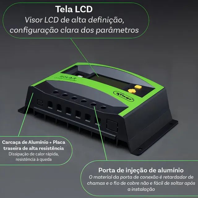 Controlador De Carga Solar 40a Automático Pwm Lcd 12/24v Usb - Foto 2