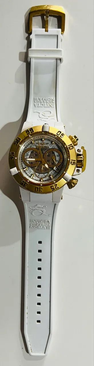 Relógio Invicta Subaqua Noma III branco e dourado