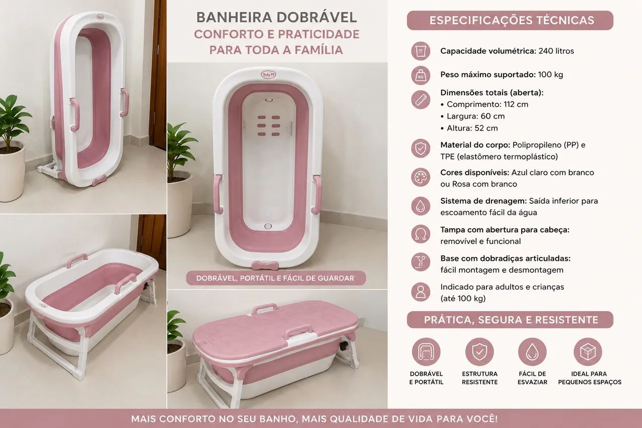 Banheira dobrável PREMIUM por apenas R$ 500,00 ?