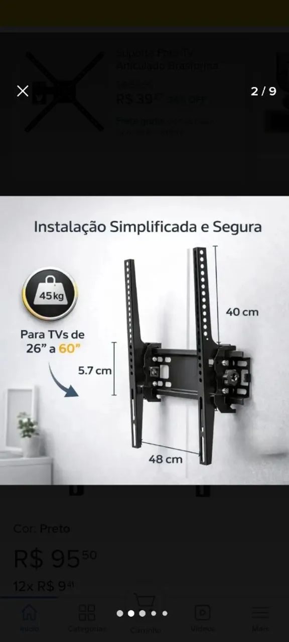 Suporte para TV com inclinação  - Foto 3