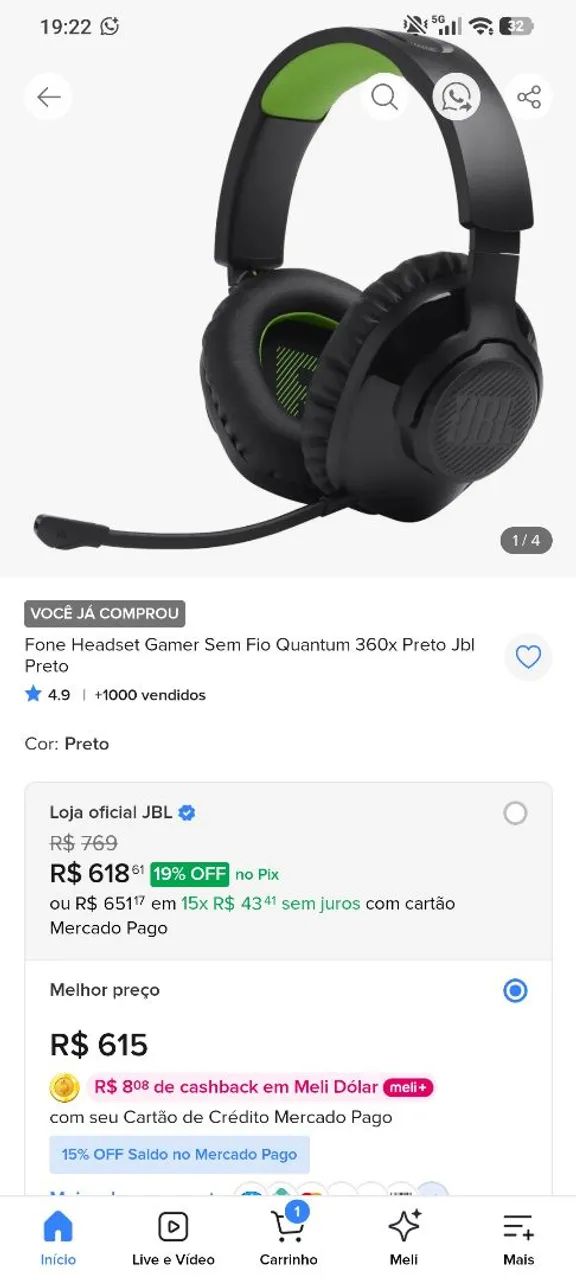 Fone Headset Gamer JBM Quantum 360