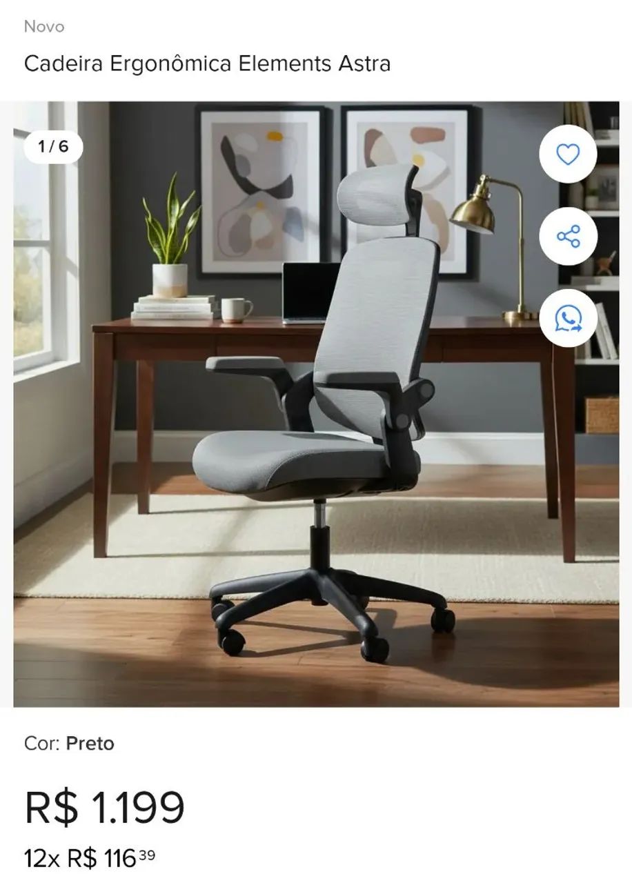 Cadeira Ergonômica Elements Astra - Foto 4