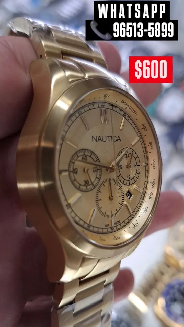 Relógio NAUTICA ORIGINAL, MODELO A22619G MULTIFUNCIONAL DOURADO  - Foto 3