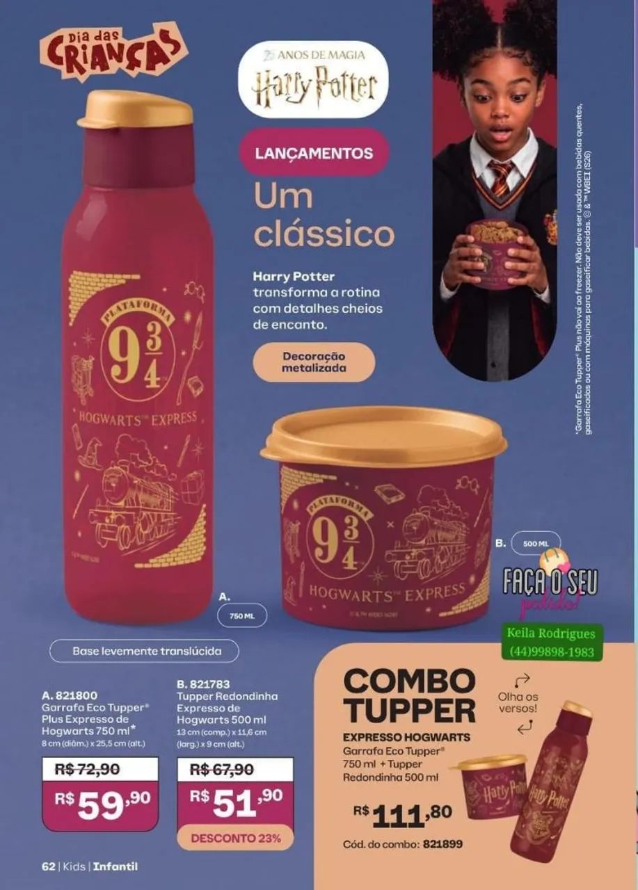 Presente dia das crianças Harry Potter Tupperware 
