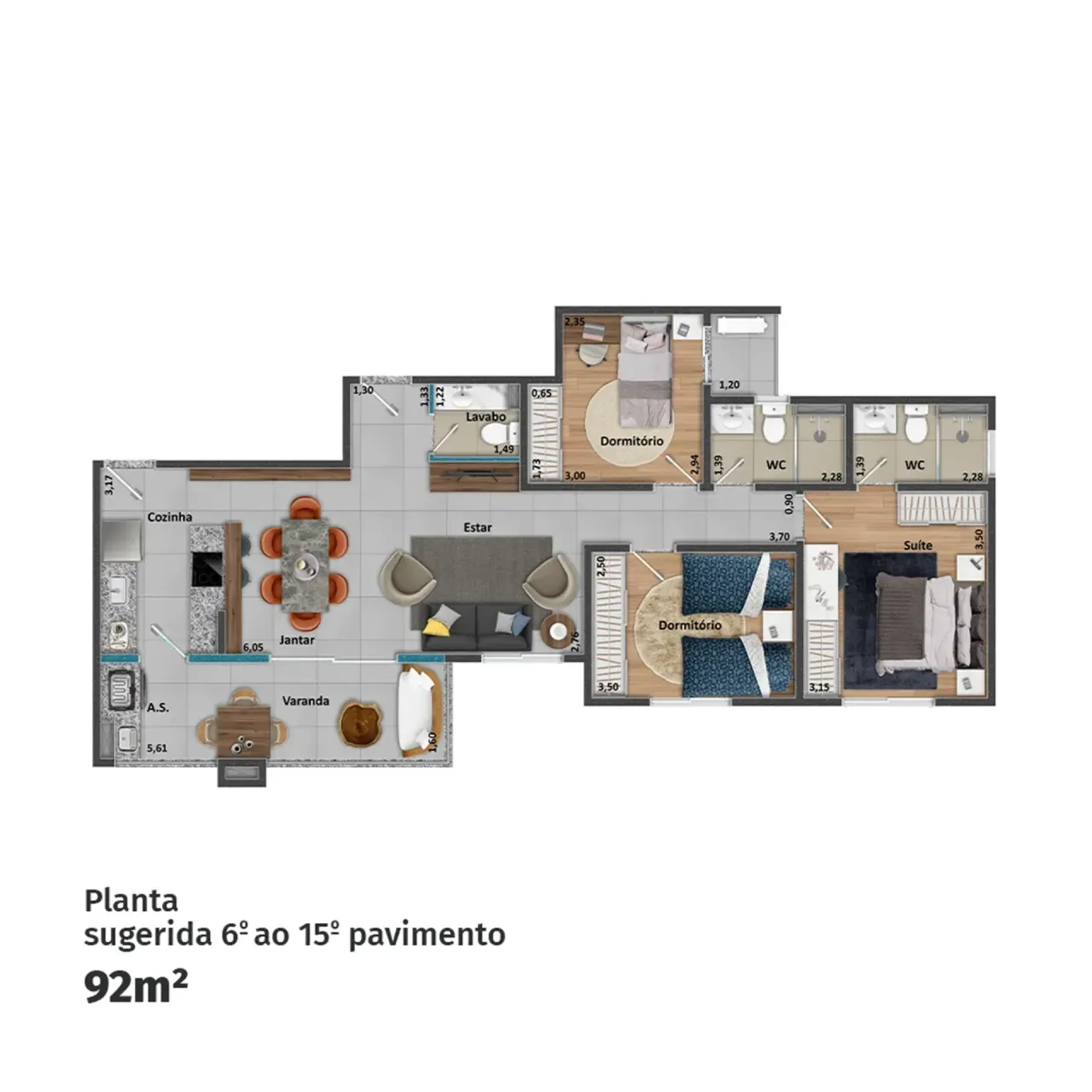PLANTA 92m²