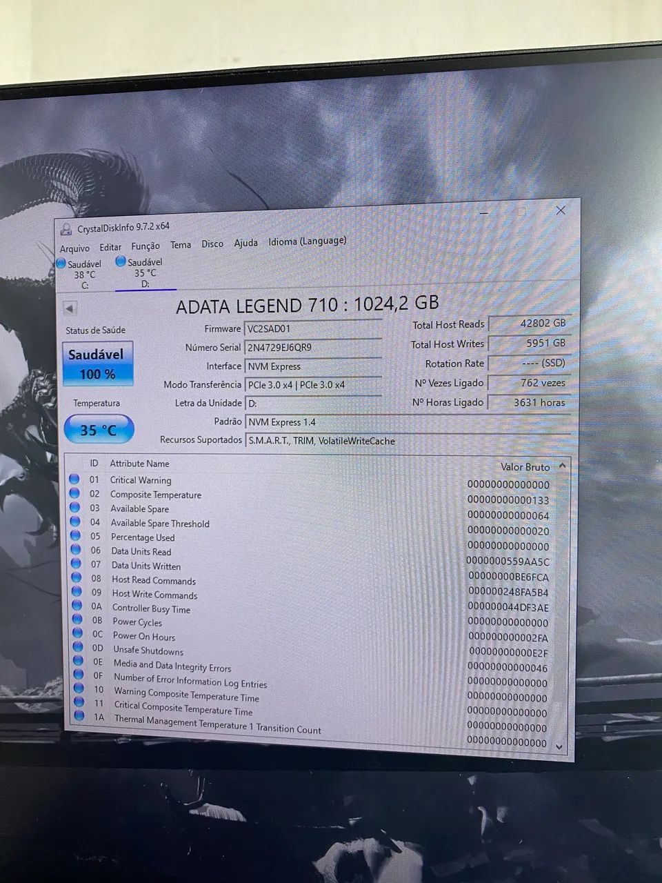 Nvme M.2 Adata 1TB65126766675713123