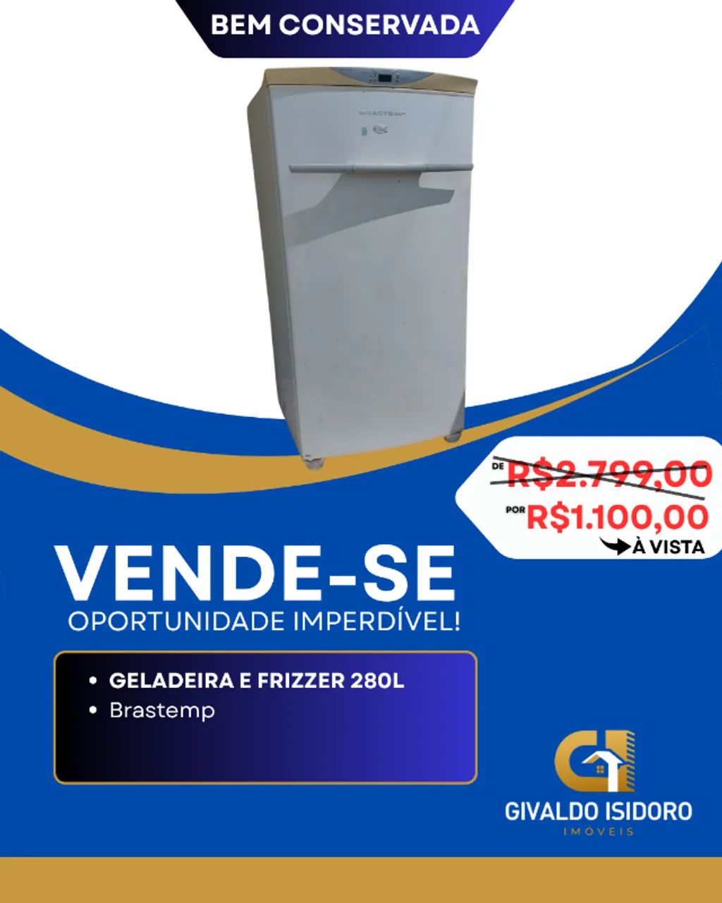 Geladeira e freezer Brastemp 280L