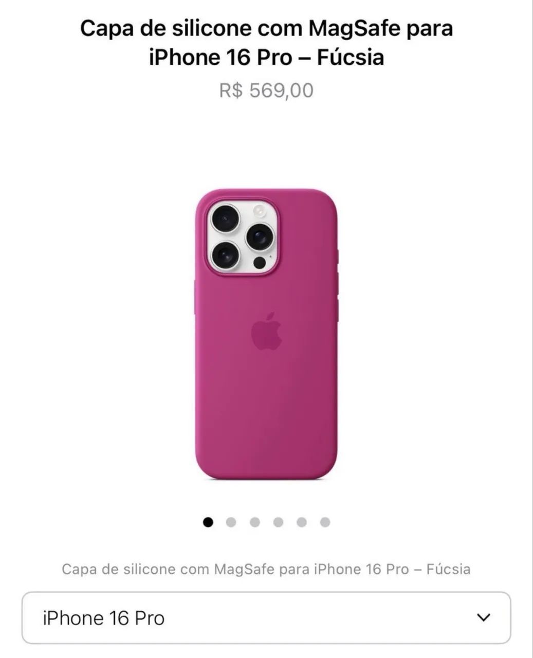 capa iphone original 16 pro magsafe rosa fúcsia