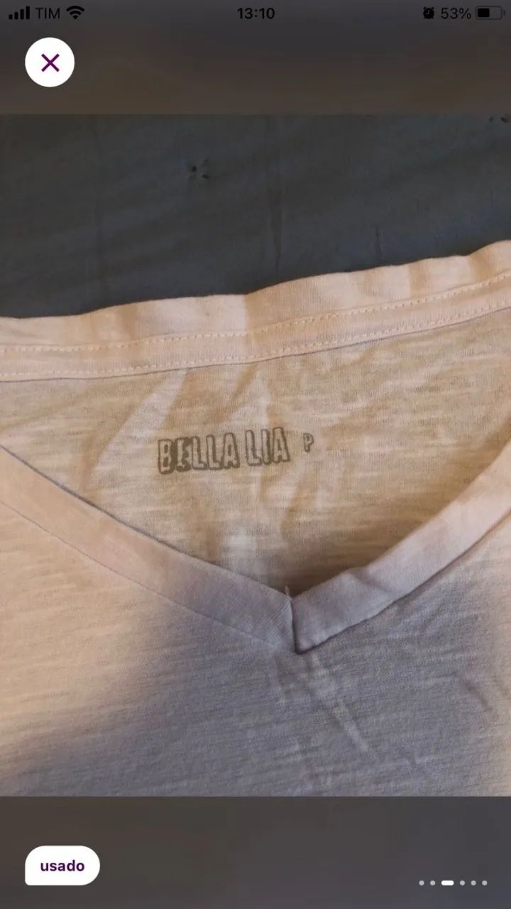 Camiseta Branca Basica Gola V - Foto 2