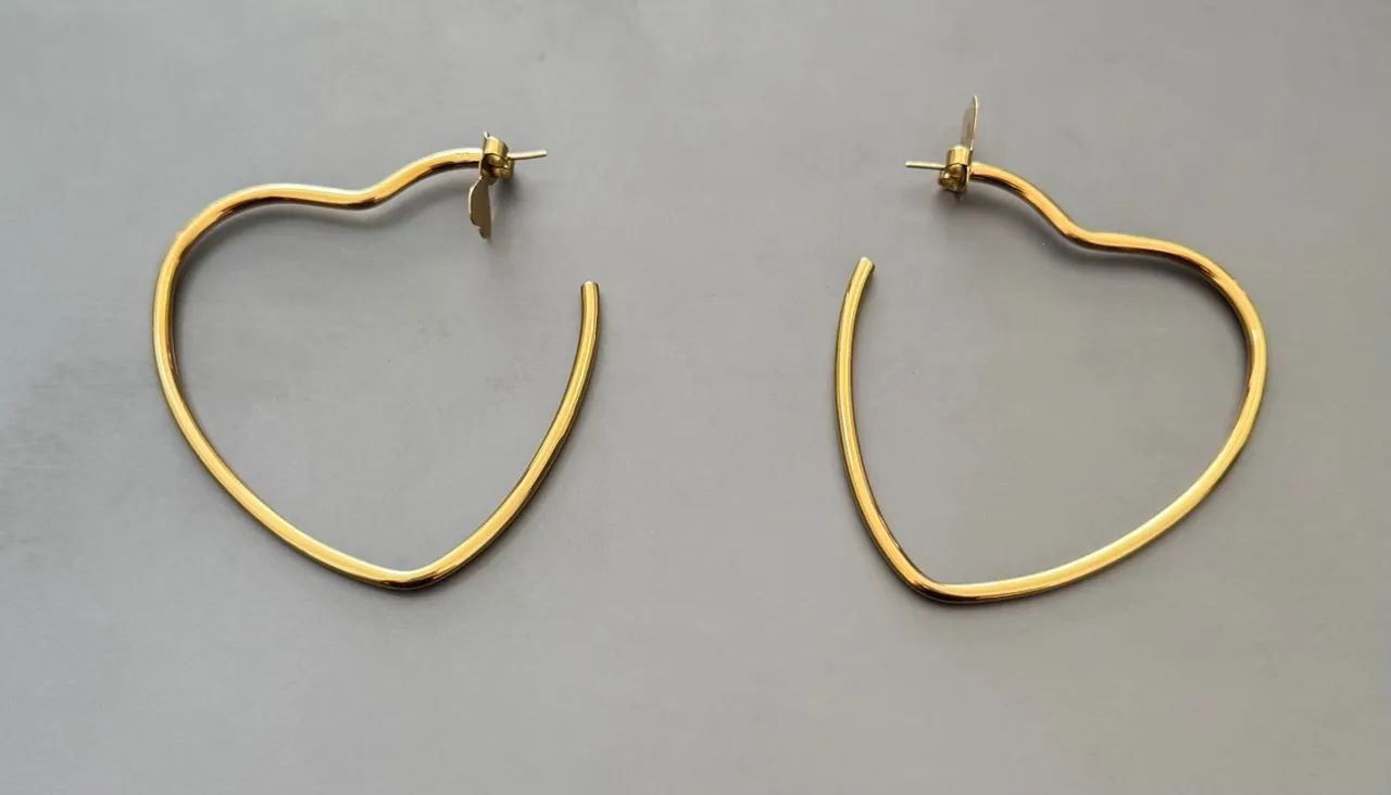 Argola Coração Grande em Ouro 18k - 10.7gramas