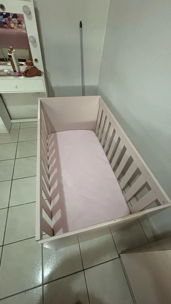 Berço americano mini cama retrô rosa  - Foto 3