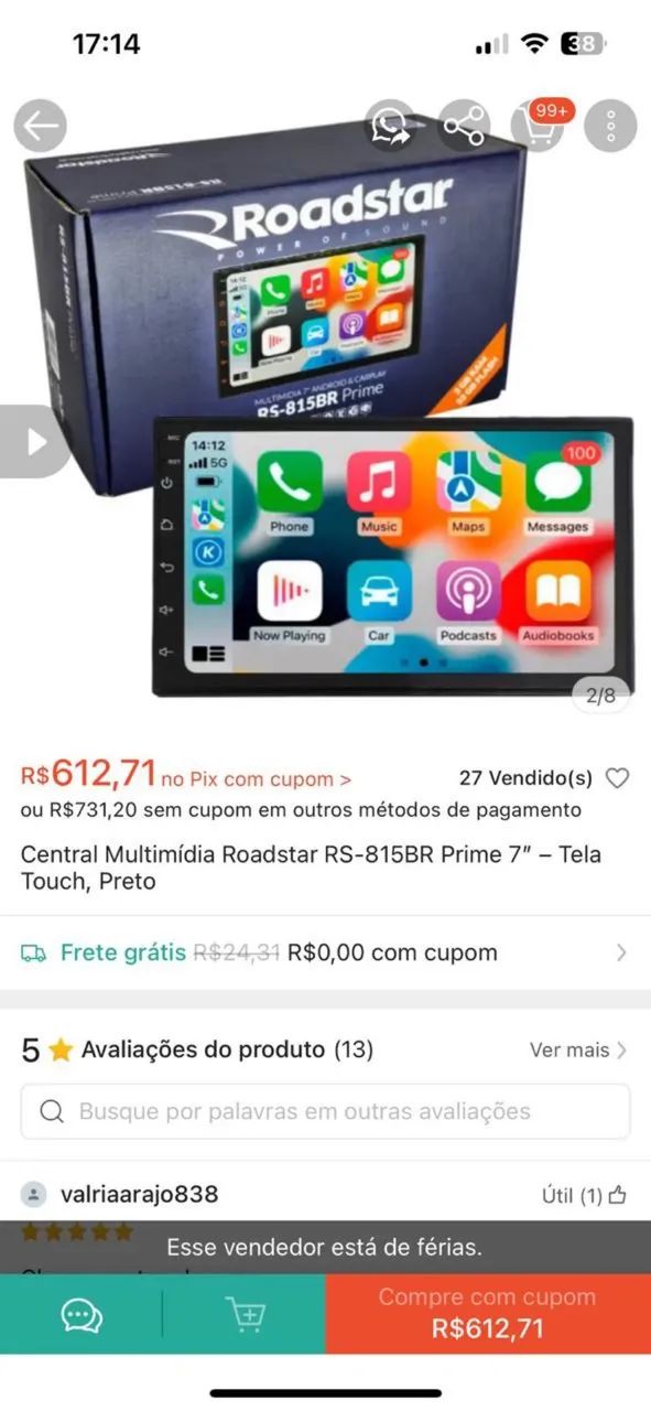 Multimídia com CarPlay Roadesta 7 polegadas  - Foto 4