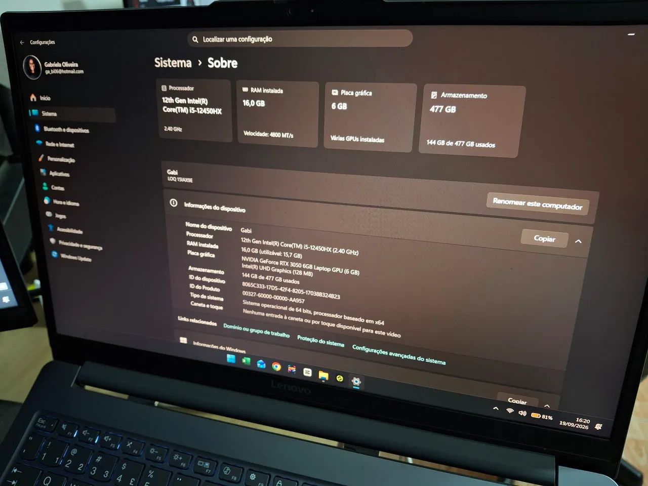Notebook Gamer Rtx 3050 - Foto 2