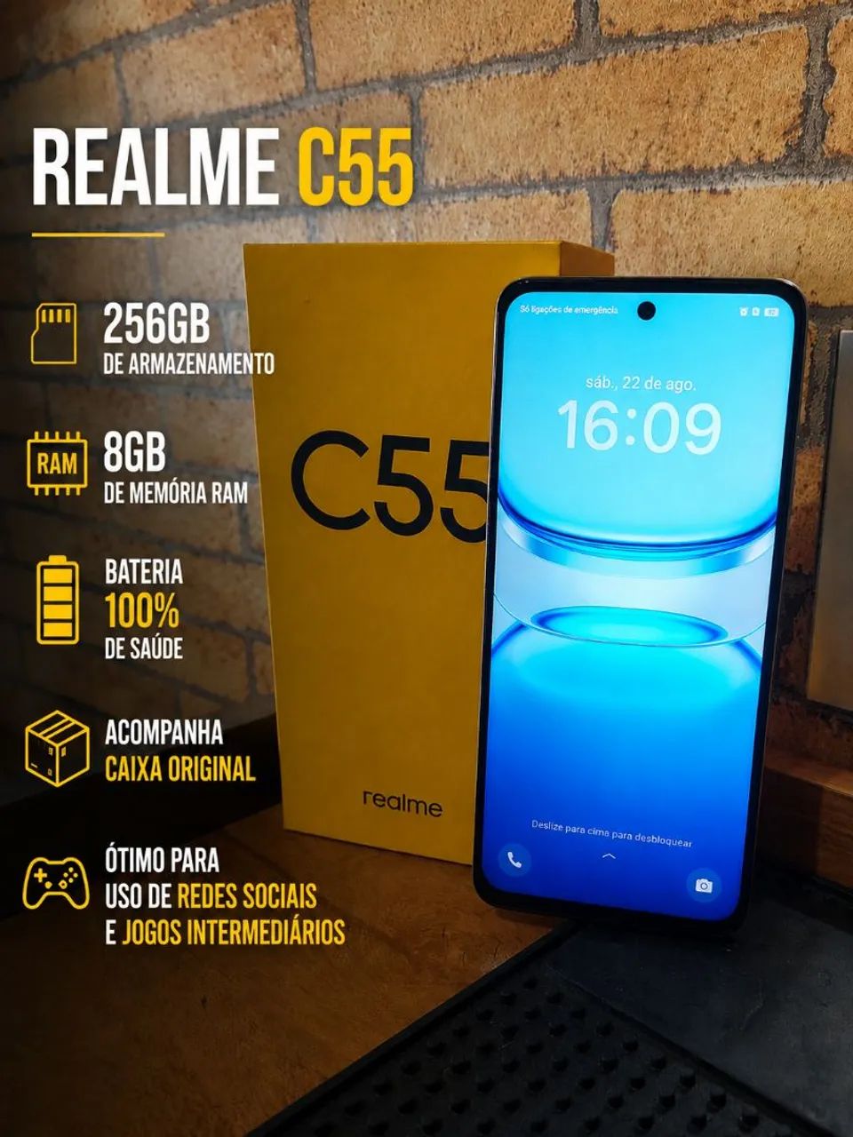 REALME C55 256GB- ACOMPANHA CAIXA E UMA CAPINHA 