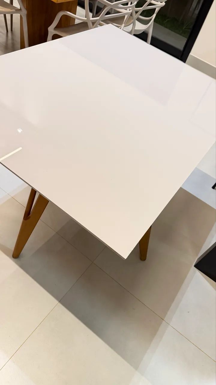 Mesa 4 lugares vidro e madeira  - Foto 3