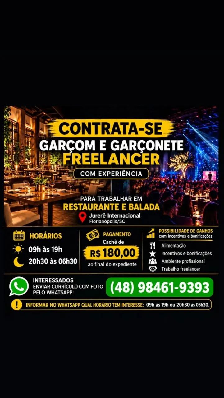 garçom/ garçonete FREE PARA TEMPORADA  - Foto 2