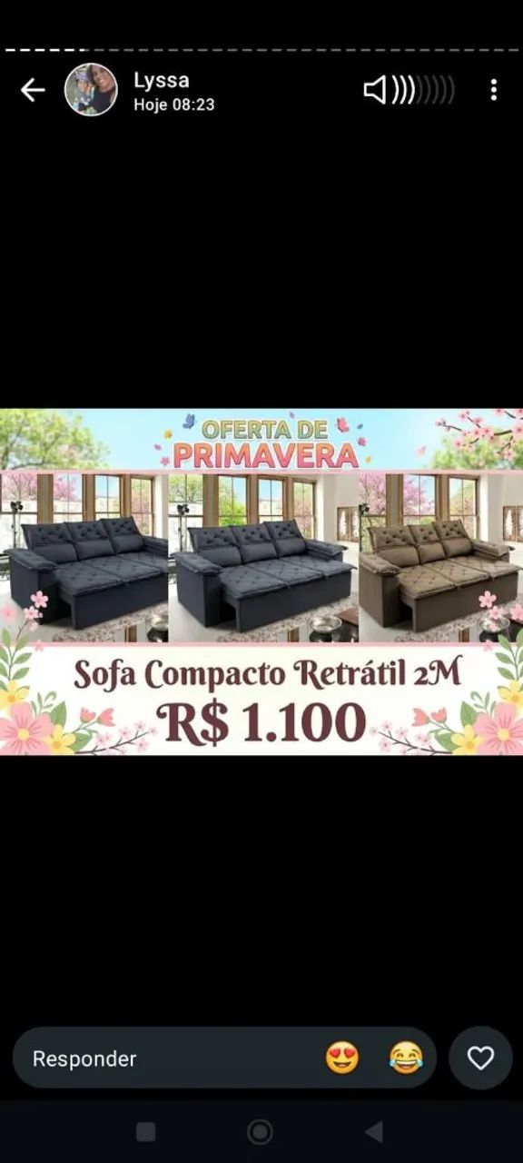 Sofá retrátil e reclinável 2 m