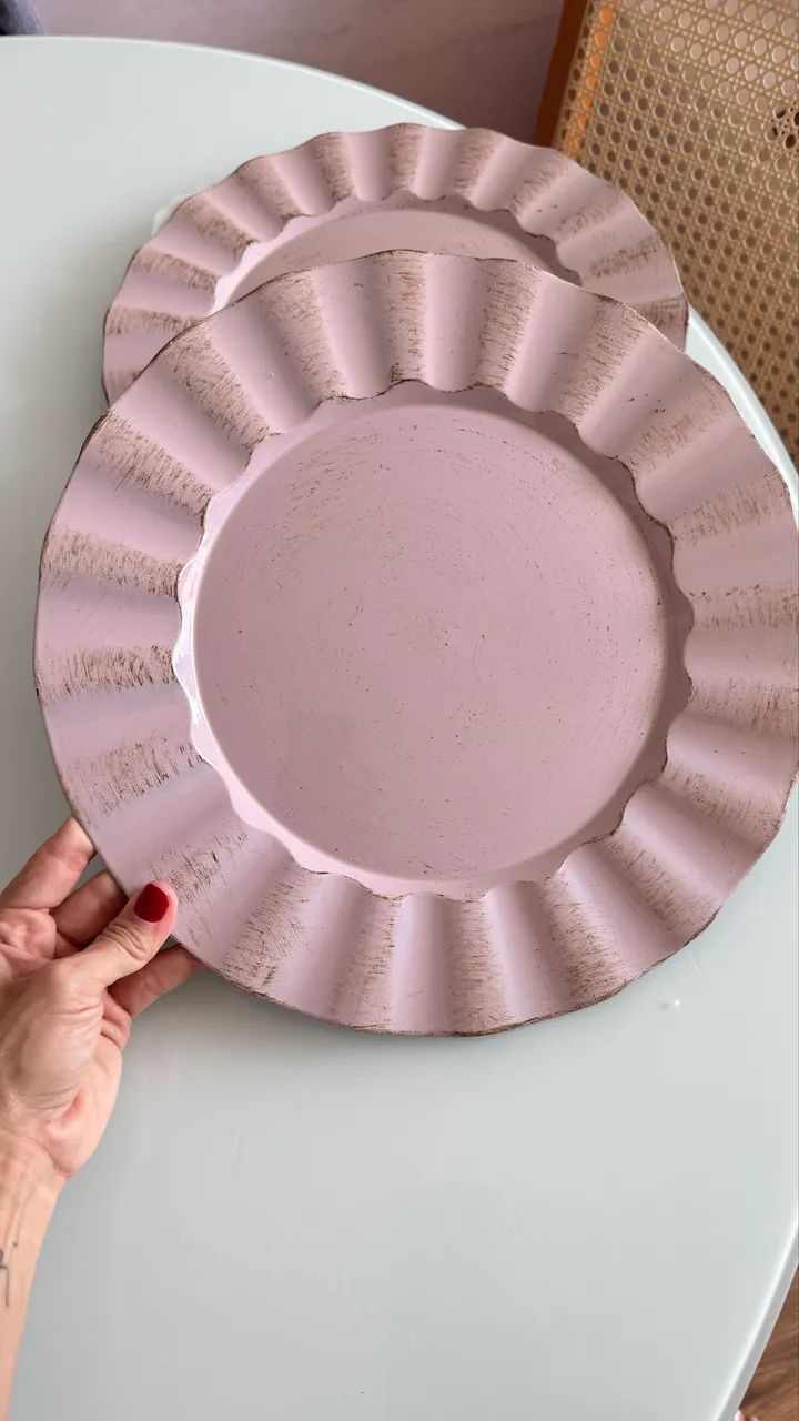 Jogo de 4 Sousplats Rosé Envelhecido - Mesa Posta