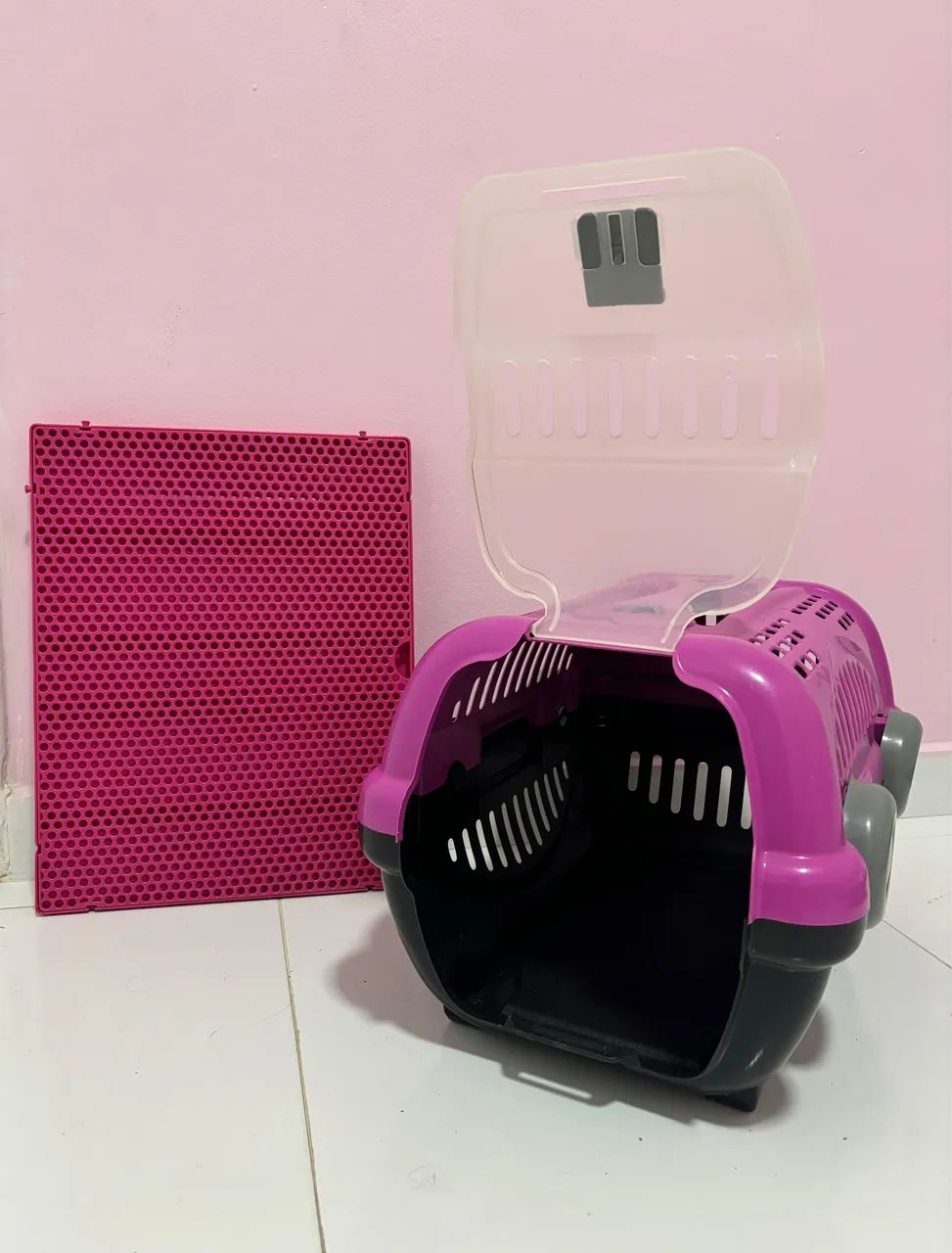 Casinha de viagem + banheiro de necessidades para pets na cor rosa. - Foto 2