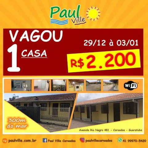 Atenção atençao última casa vaga para a virada do ano, deixe escapar