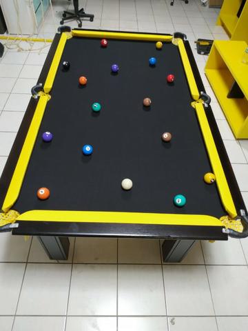 Mesa de Sinuca Tabaco Campo de jogo em Mdf Redinhas Amarelas Tecido Preto - Foto 2