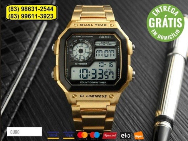 Relógio Digital Prata Pulseira Inoxidável A Prova Dagua Original