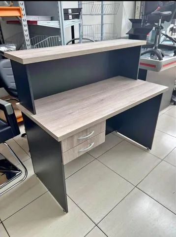 Balcão Caixa MDF reto com duas gavetas 