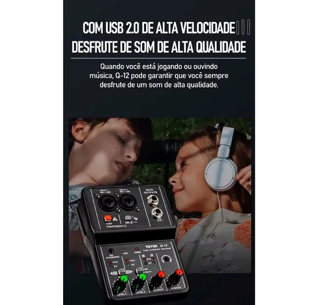 Mesa Interface de audio Gravação Mic Condenser Phanton power - Foto 5