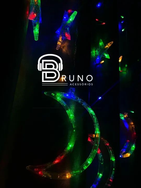 Cortina Led Decoração Lua E Estrela 8 Funções Colorido <br> - Foto 2
