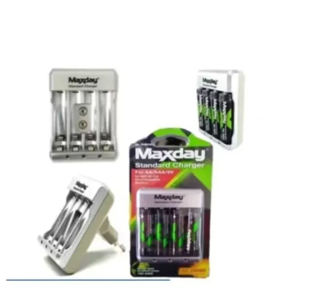 Pilha Recarregável Maxday 4 AAA Carregador Rápido