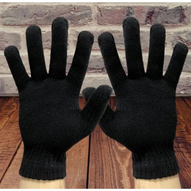 Luva de Lã Preta Adulto Unissex Elegante para Inverno Frio