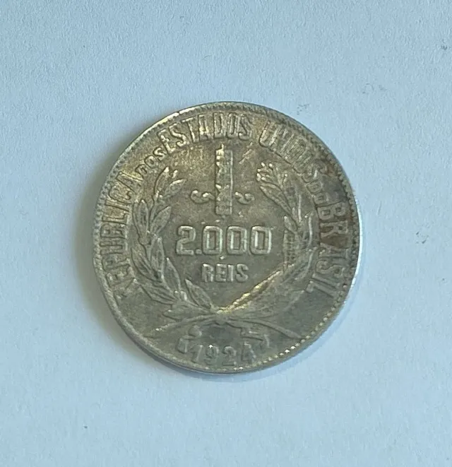 moeda de prata ano 1924 mocinha 2 mil reis