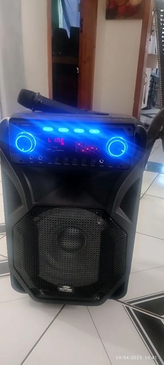 Caixa de Som Bluetooth com Microfone -Bateria Nova - SUMAY com Design Moderno - Foto 4