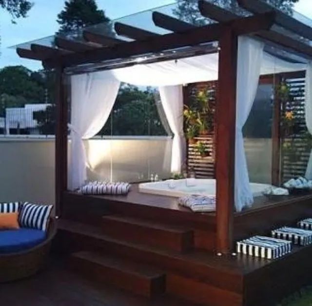 Deck de madeira para spa banheiras e jardins  - Foto 5