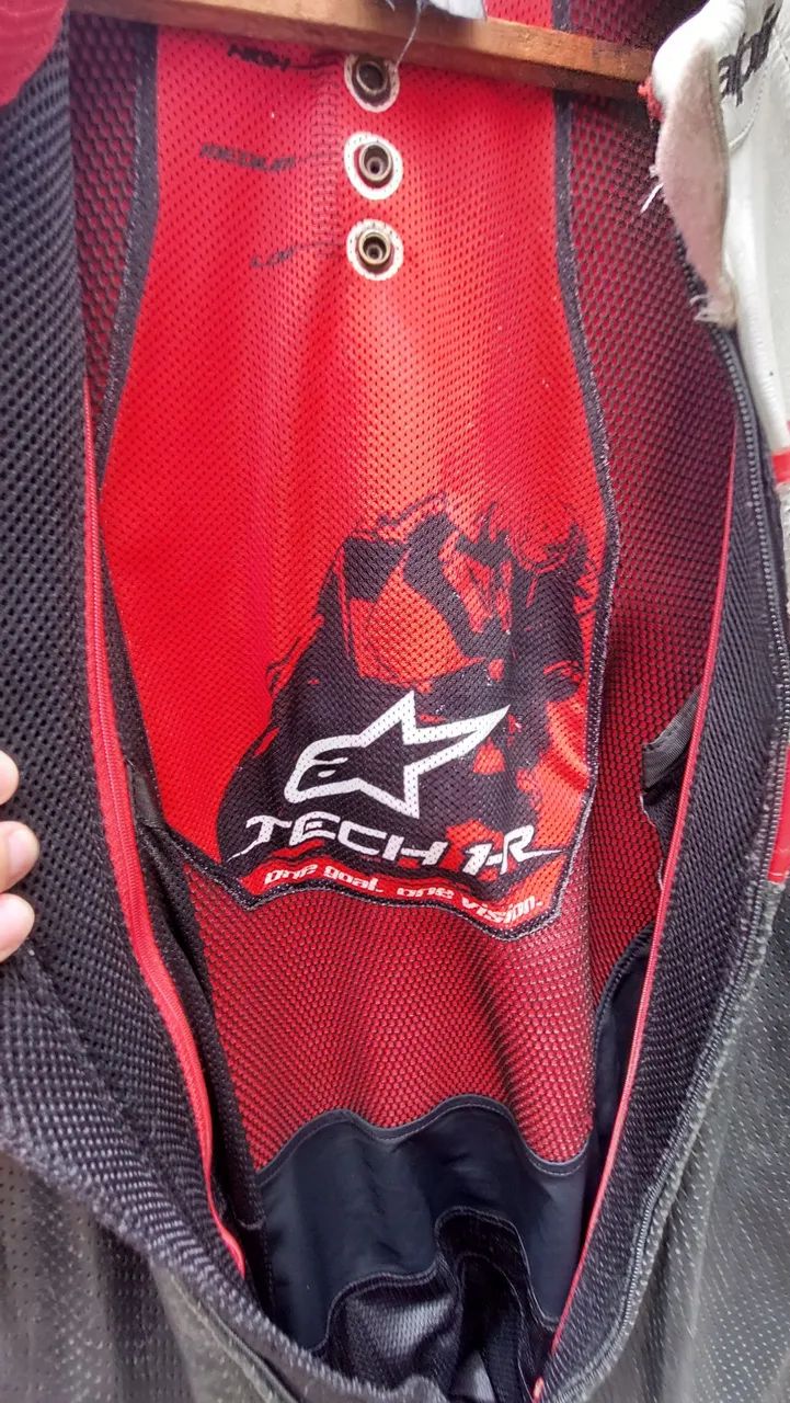 Macacão Moto Alpinestarts 1 peça branco/vermelho/preto - Foto 5
