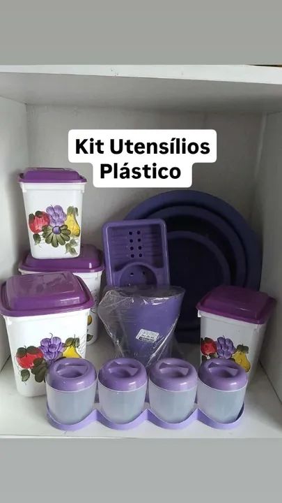 Kit de Utensílios de Cozinha em Plástico - Novo
