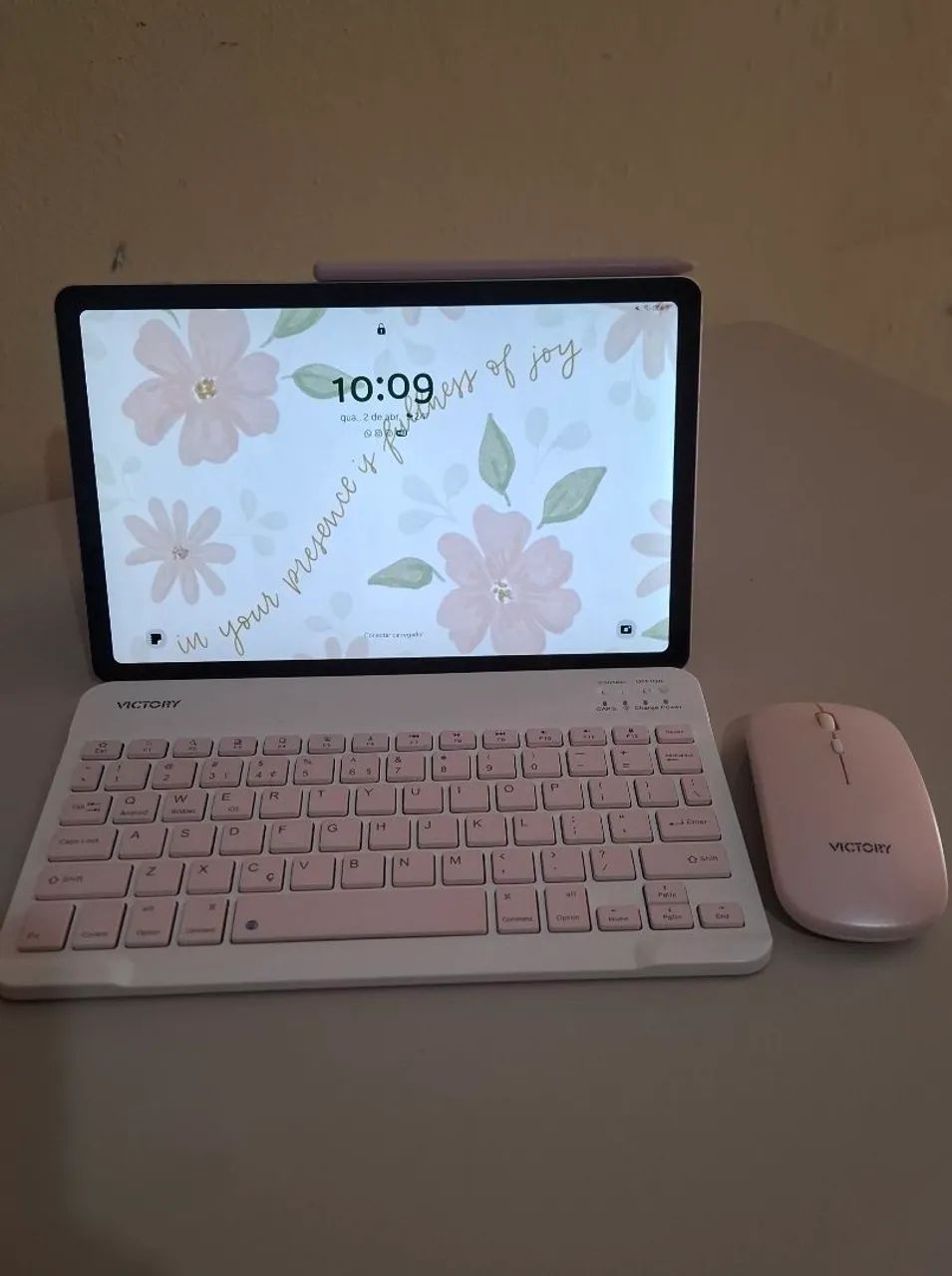 Tablet Samsung S6 lite 64gb com Teclado e Mouse Rosa