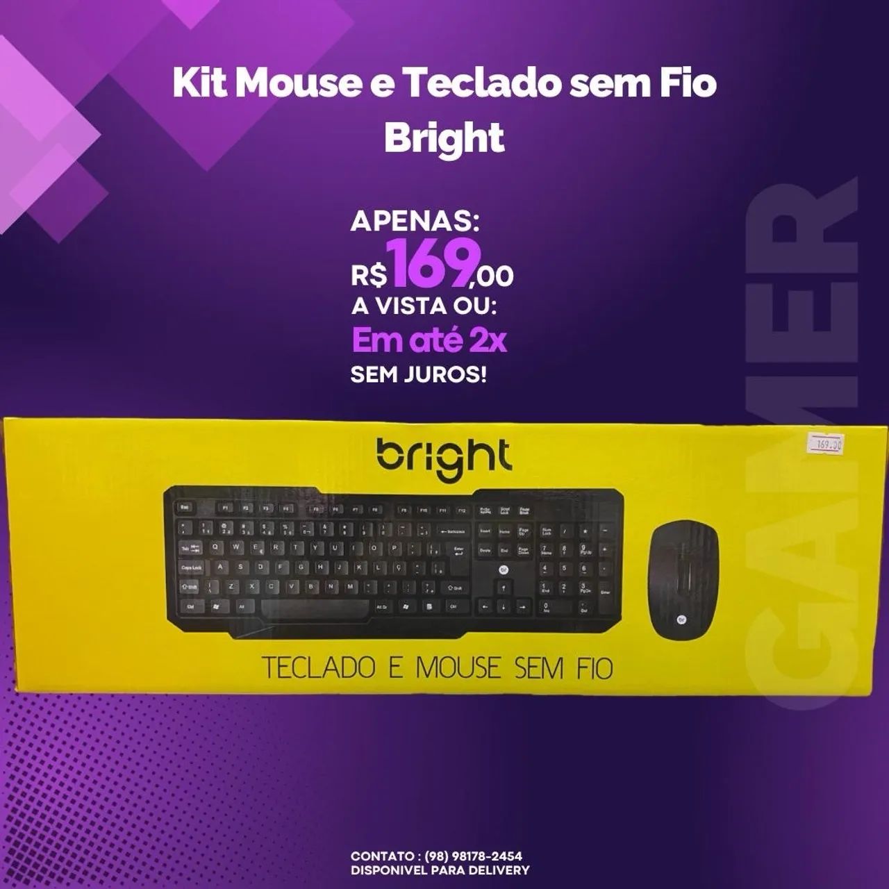 Kit Teclado e Mouse Sem Fio Bright - Novo