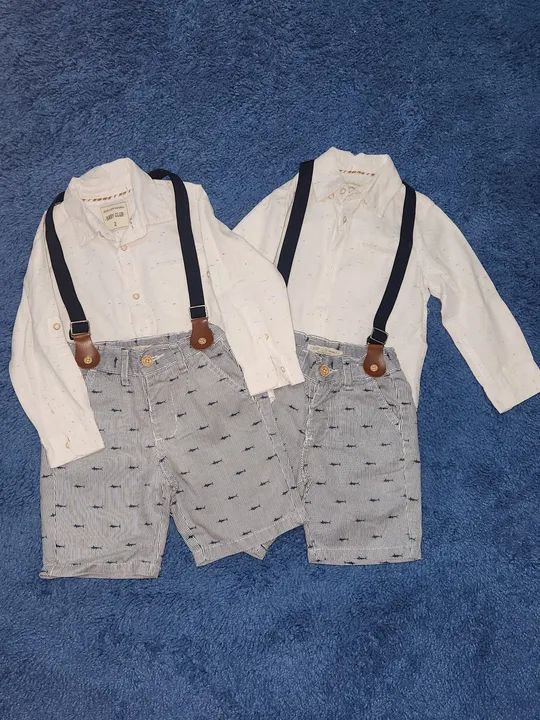 Conjunto social menino camisa, bermuda com suspensório  - Foto 2