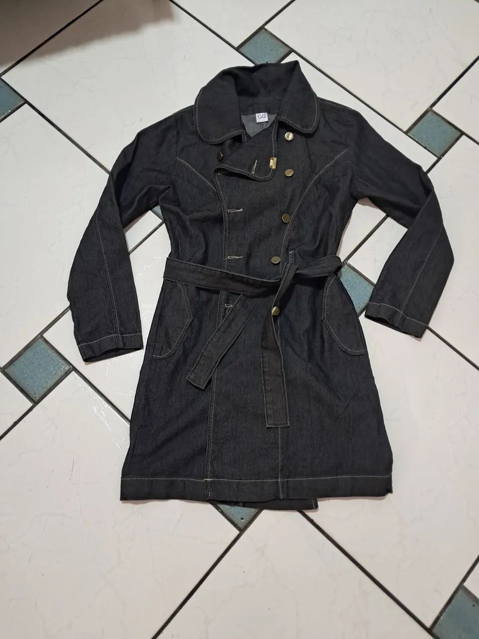 Casaco Jeans Feminino com Cinto