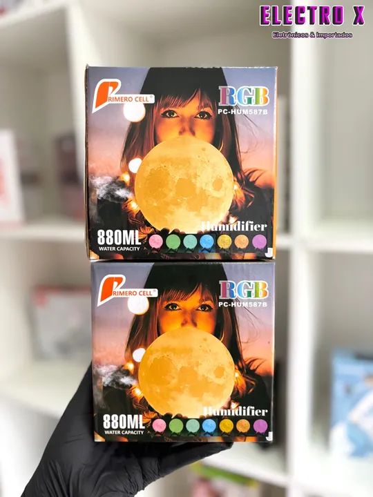 Abajur Luminária e Umidificador Lua 3D