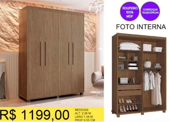 ROUPEIRO 100% MDF A PRONTA-ENTREGA  - Foto 2